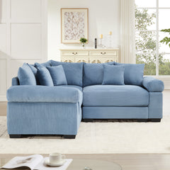 Oversized Cloud Modular Sectional Couch,Convertible Sectional Couches Deep Seat Extra-Wide Armrests, 10 Throw Pillows Premium Corduroy Fabric, Ergonomic Design,Easy Assembly, For Living Rooms,Blue