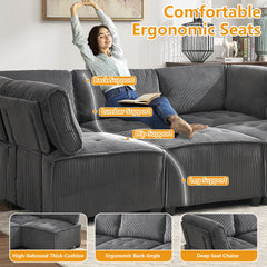 UNITED WE WIN Modular Sectional Sofa U Shaped Modular Couch with Reversible Chaise Modular Sofa Sectional Couch,6- Seat Convertible Sofa,Fit for Living Room
