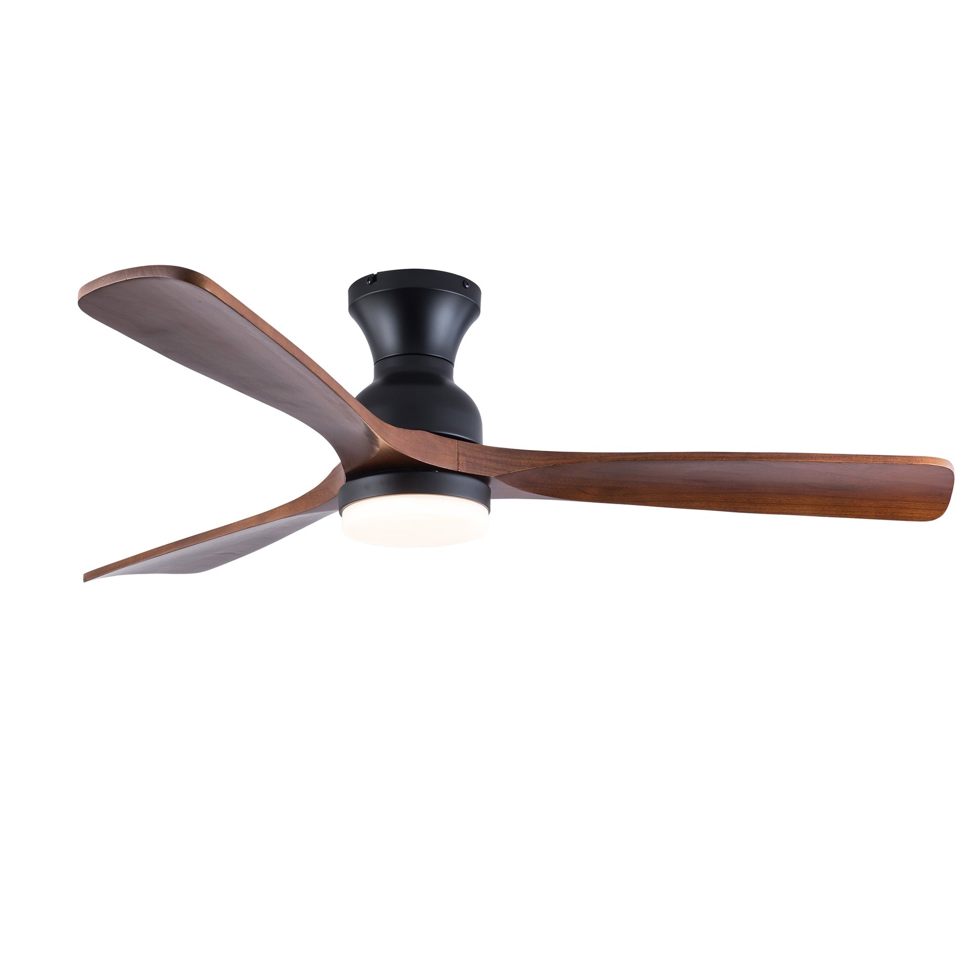 Hot sales 52 Inch Modern Black Ceiling Fans With Lights,  3 Color Dimmable LED, 3 Solide Wood Blades Ceiling Fan with Remote Control Reversible DC Motor