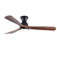 Hot sales 52 Inch Modern Black Ceiling Fans With Lights,  3 Color Dimmable LED, 3 Solide Wood Blades Ceiling Fan with Remote Control Reversible DC Motor