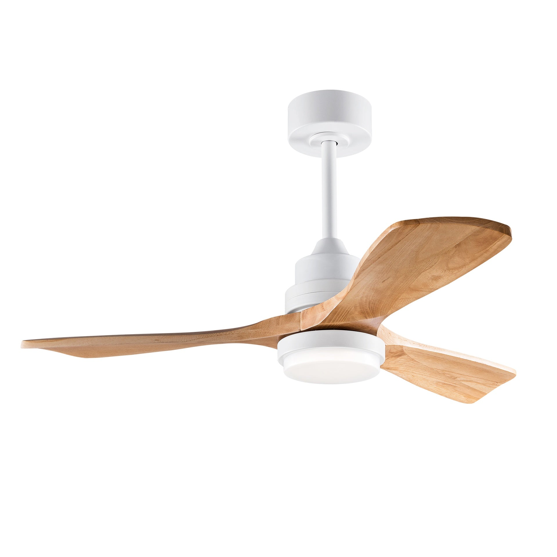 Hot sales 42 Inch Modern Ceiling Fan With 3 Color Dimmable 3 Solide Wood Blades Remote Control Reversible DC Motor With Led Light