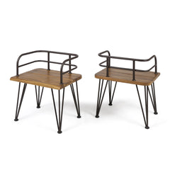 ZION INDUSTRIAL WOOD AND METAL CHAIR (Set of 2)