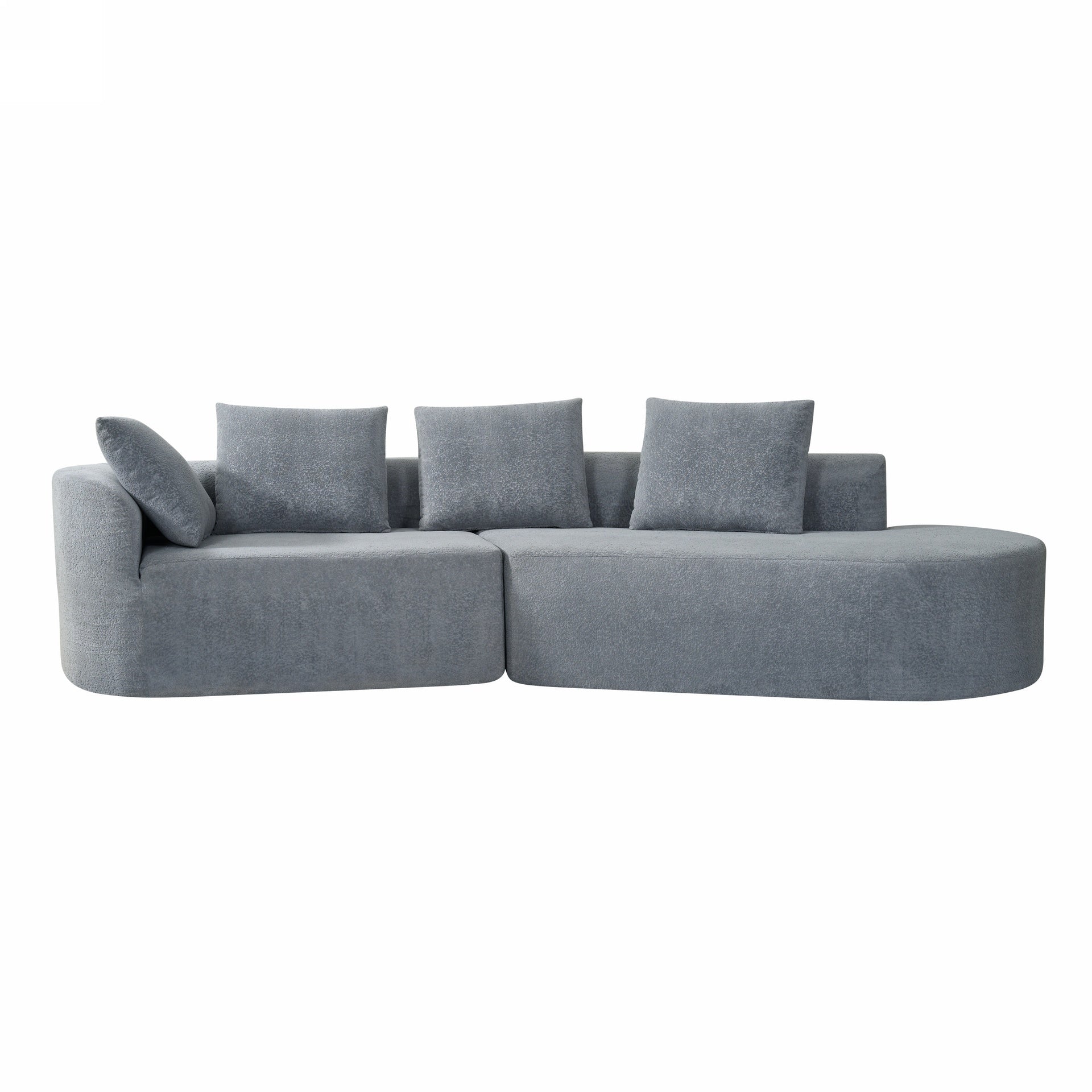 116" Modern Curved Sectional Sofa with High-Density Fully Compressed Sponge and Chaise Lounge, Pearl Upholstery, 2-Piece Set, Fully Assembled Right Hand Facing, Perfect for Living Room, Lounge