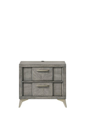 2 Drawer Nightsand in Gray Bookmatched Veneers