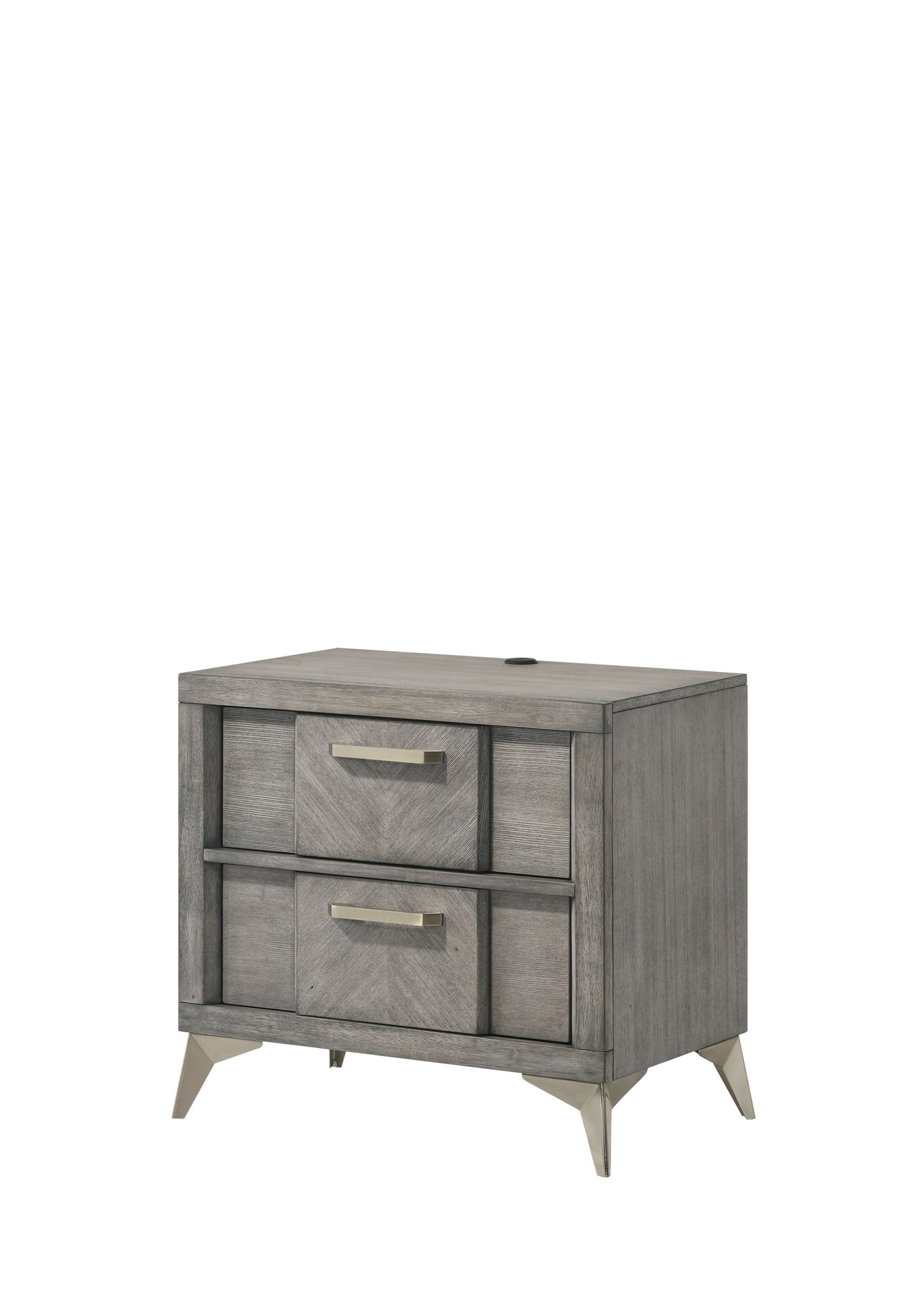 2 Drawer Nightsand in Gray Bookmatched Veneers