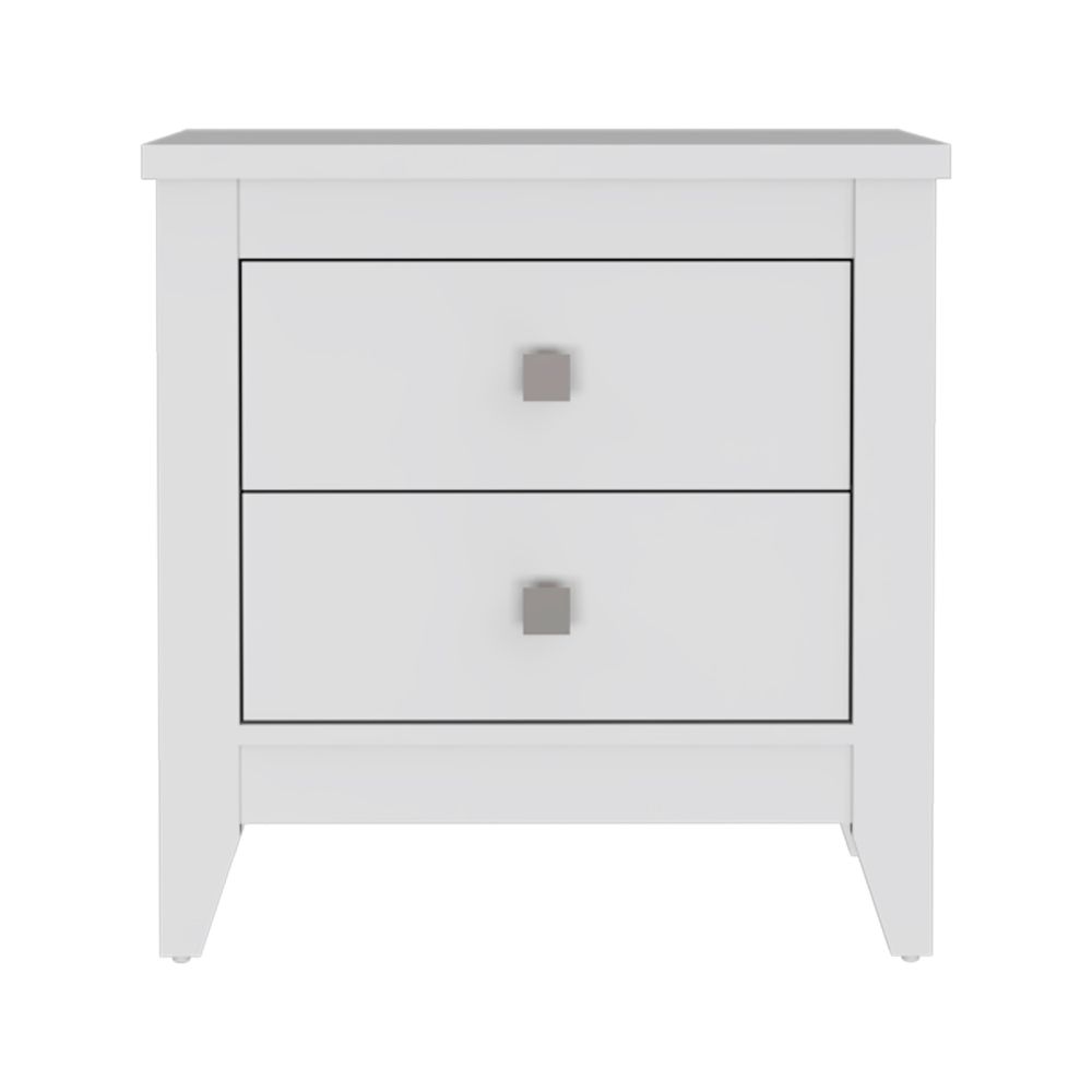 Amara Nightstand , End Table, Side Table Two Shelves, Four Legs -White