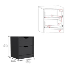 Basilea 2 Drawers Nightstand , End Table, Side Table Pull Out System -Black