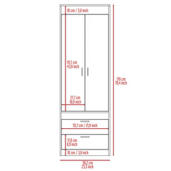 Lisboa Armoire, Rod, Double Door, Two Drawers, Metal Handles