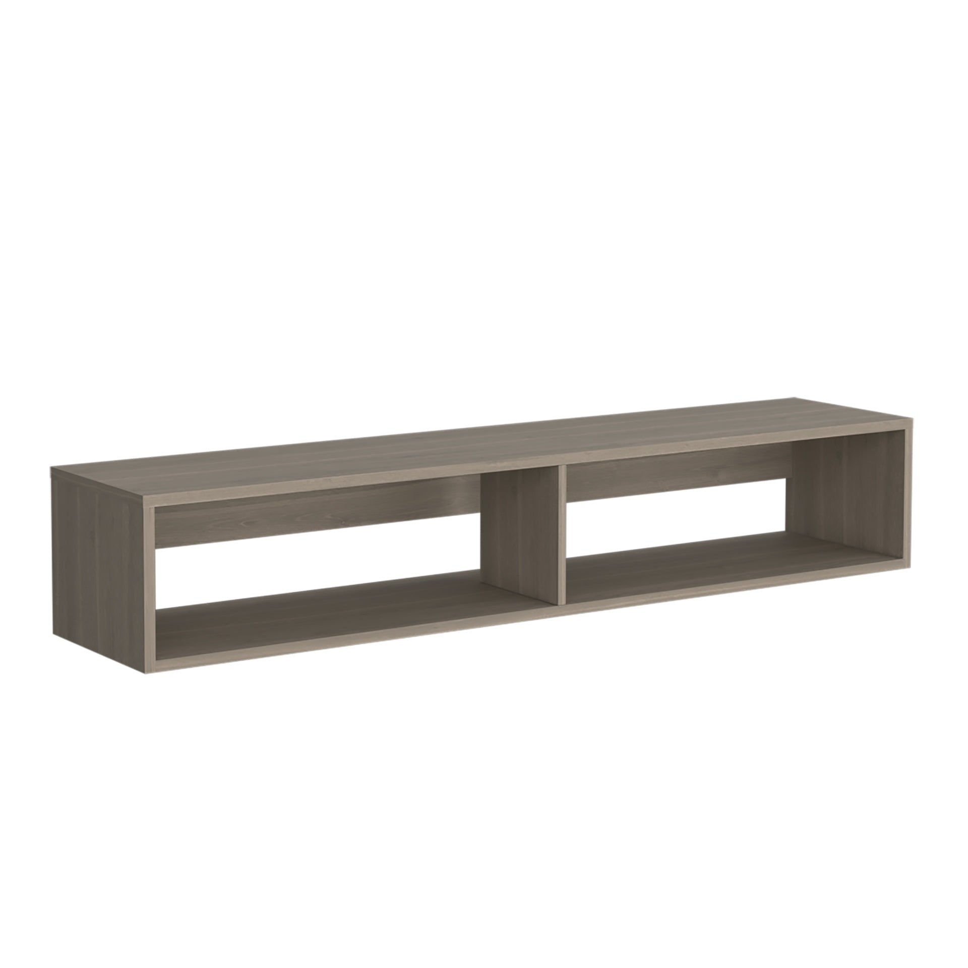Warrior 59" Floating Tv Stand with Two open shelves, media compartments and cable management Light Gray