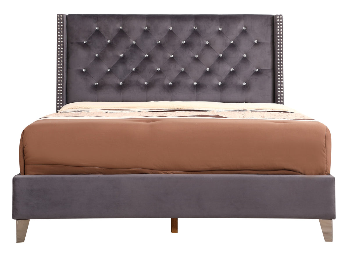 Chic Gray Queen Upholstered Bed