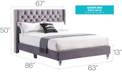 Chic Gray Queen Upholstered Bed