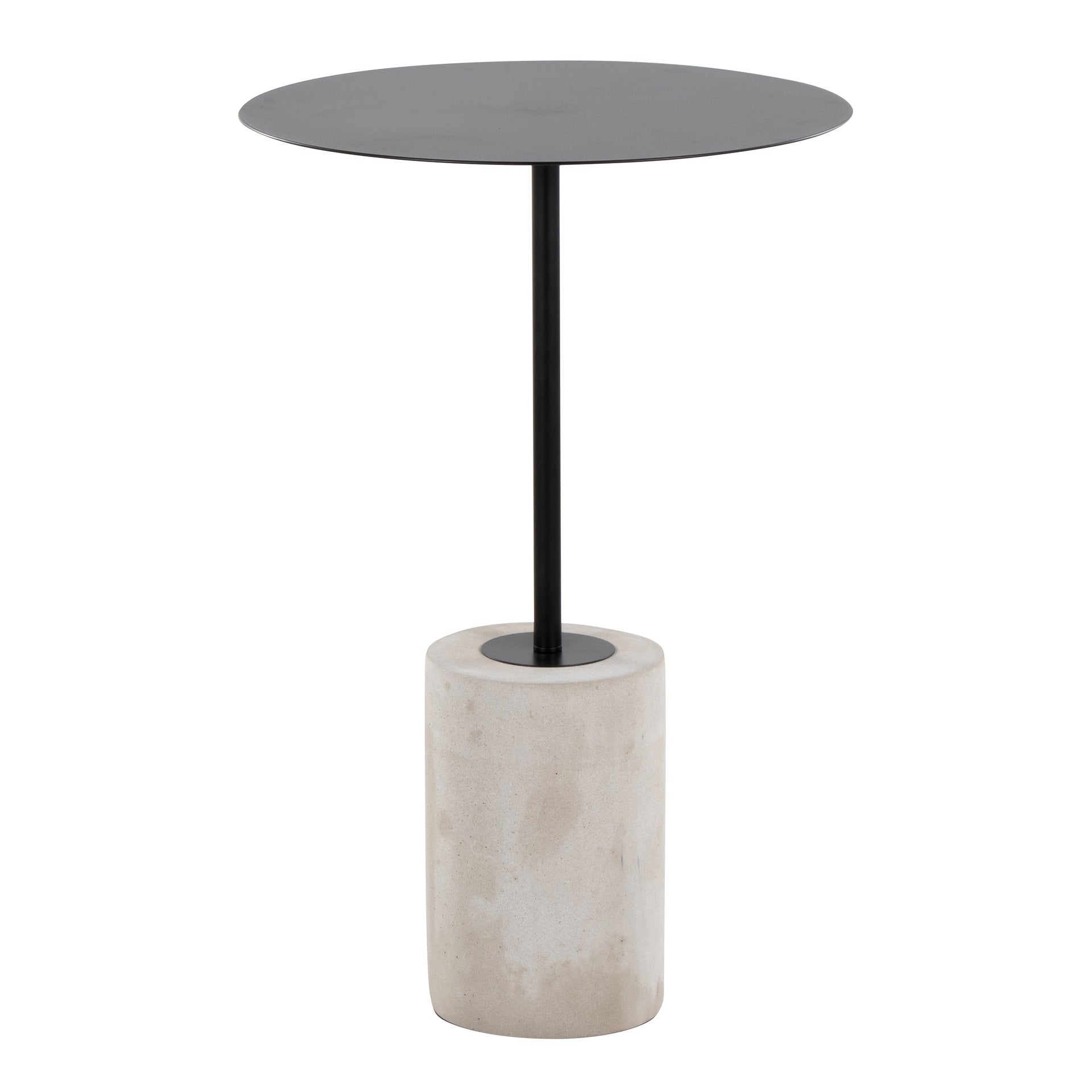 Symbol Contemporary Side Table in Concrete and Black Steel by LumiSource