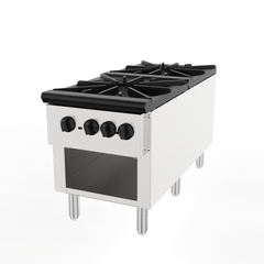 Commercial Gas Stove with 2 Burners, Propane and Natural Gas Countertop Cooking Stove Range, Stainless Steel Gas Hot Plate, Commercial Cooking Equipment for Restaurant, 180,000 BTU