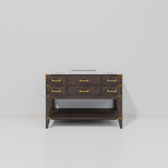 Brown Oak Single Bath Vanity 48 in. W x 22 in. D, with Carrara Marble Top