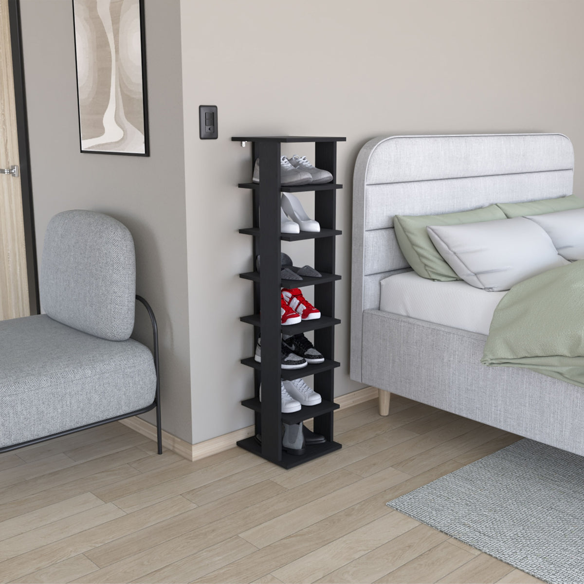 Odesto 48.7" Tall 8-Tier Vertical Shoe Rack, Narrow Shoe Tower for 8 Pairs, Entryway, Living Room, Bedroom