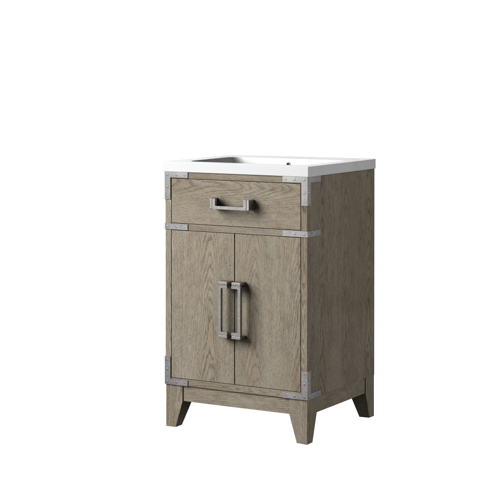 Grey Oak Single Bath Vanity 20 in. W x 18 in. D, with Acrylic Top