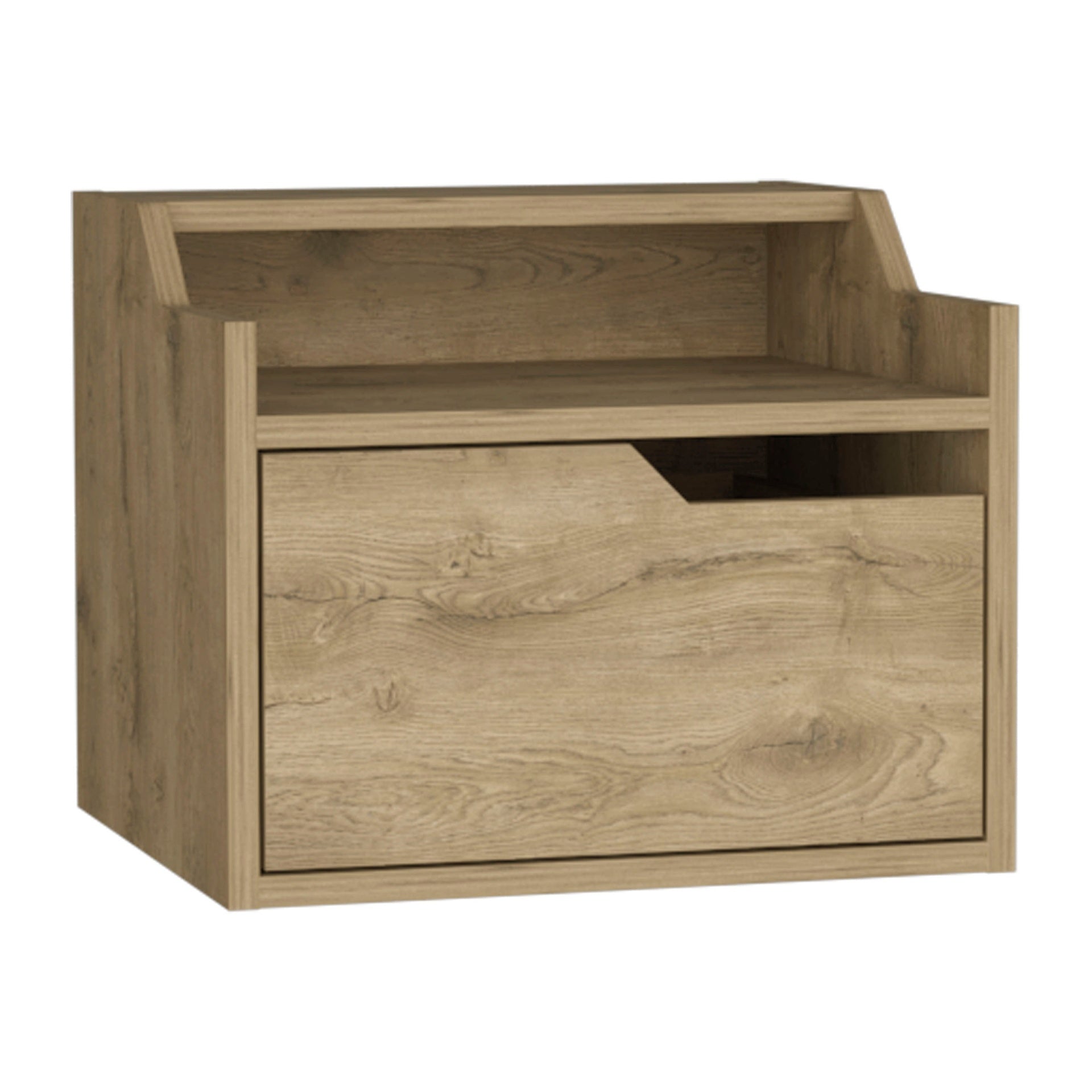 Busan Modern Floating Nightstand , End Table, Side Table Single-Drawer Design with Sleek Two-Tiered Top Shelf Surfaces