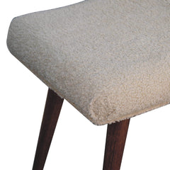 Solid Wood Honey Caramel Boucle Cream Curved Bench