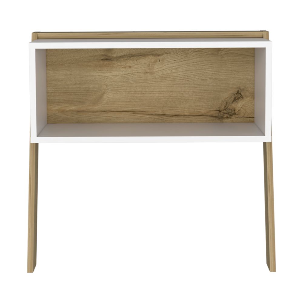 Nightstand 24"H, Two Legs, One Shelf, Superior Top, Light Oak / White