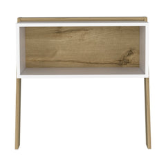 Nightstand 24"H, Two Legs, One Shelf, Superior Top, Light Oak / White