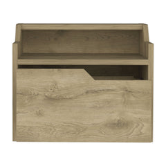 Floating Nightstand, Modern Dual-Tier Design with Spacious Single Drawer Storage, Macadamia