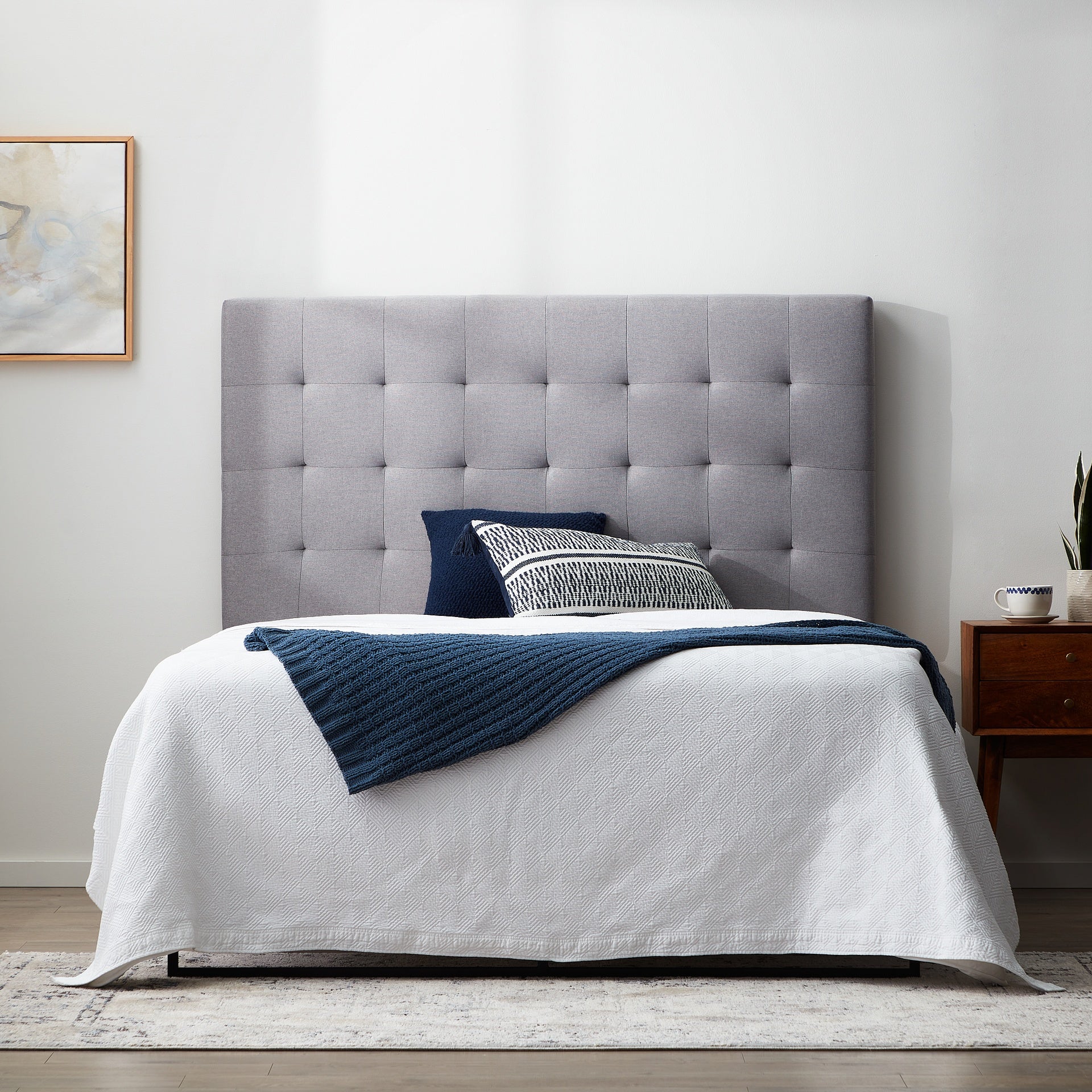 Generic Rectangle Square Tufted Headboard, Queen, Gray