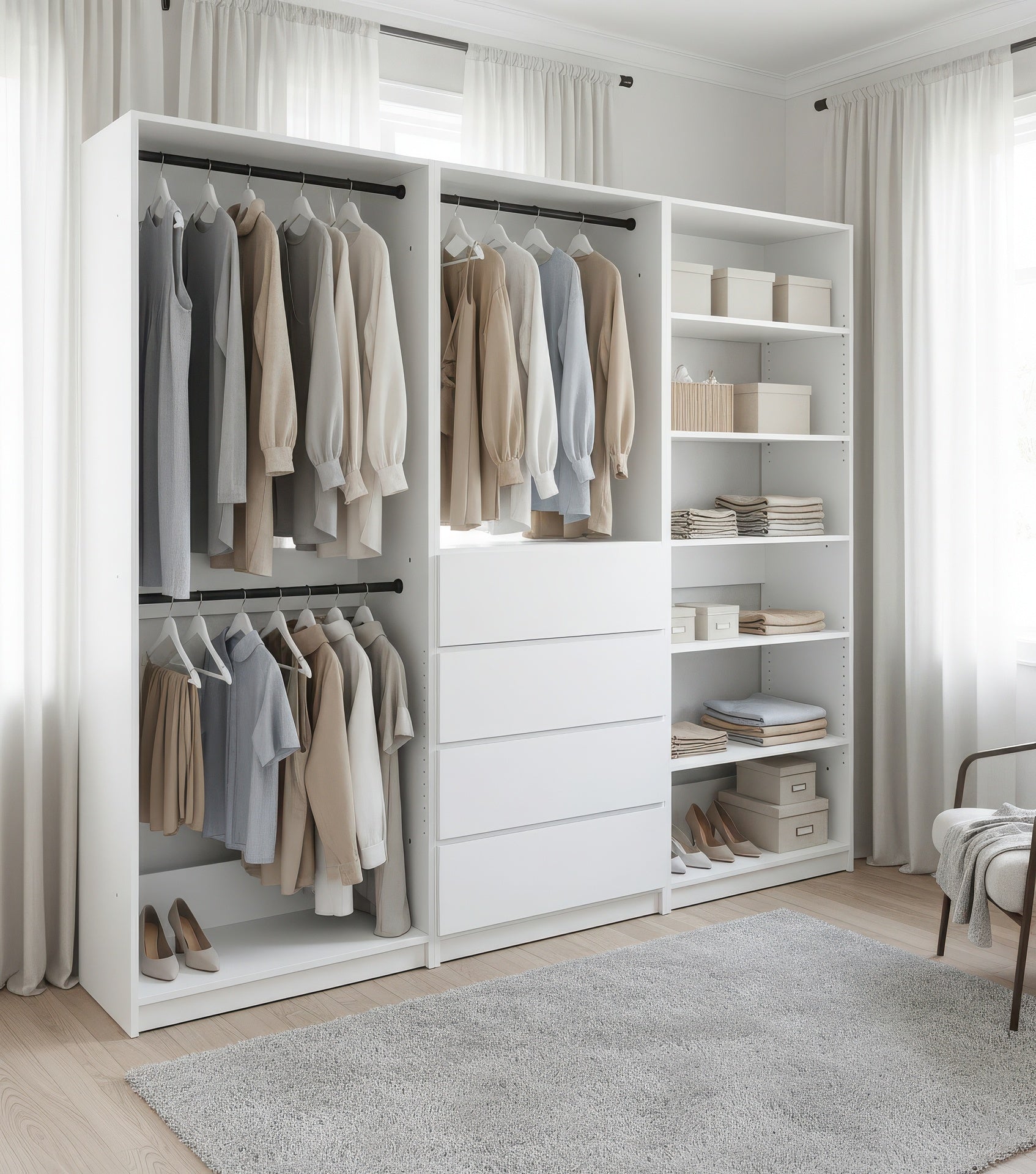 Prosper White Freestanding Walk in Wood Closet System