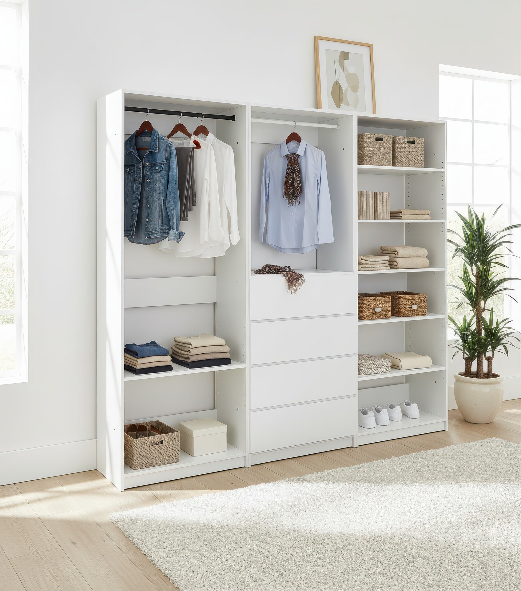 Prosper White Freestanding Walk in Wood Closet System