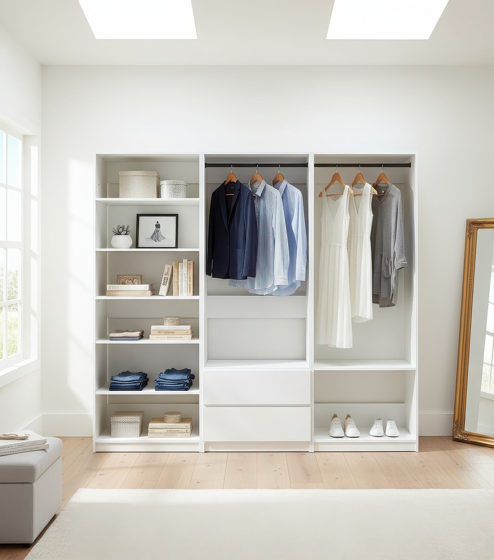 Prosper White Freestanding Walk in Wood Closet System