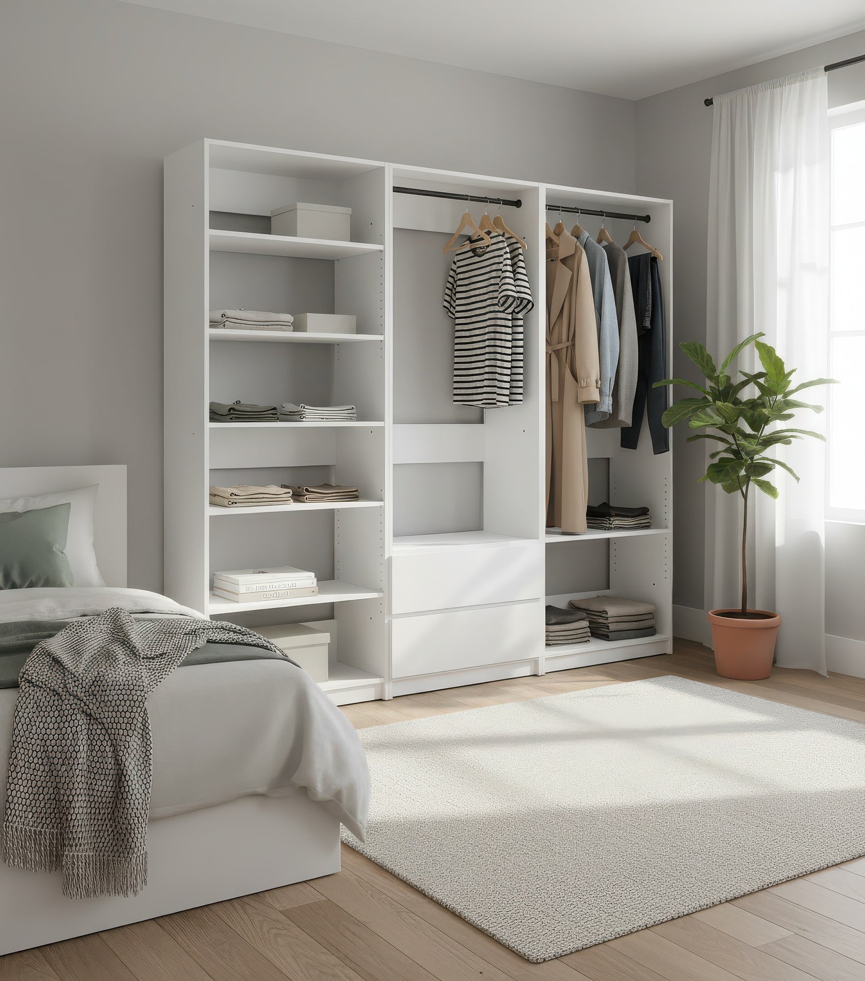 Prosper White Freestanding Walk in Wood Closet System