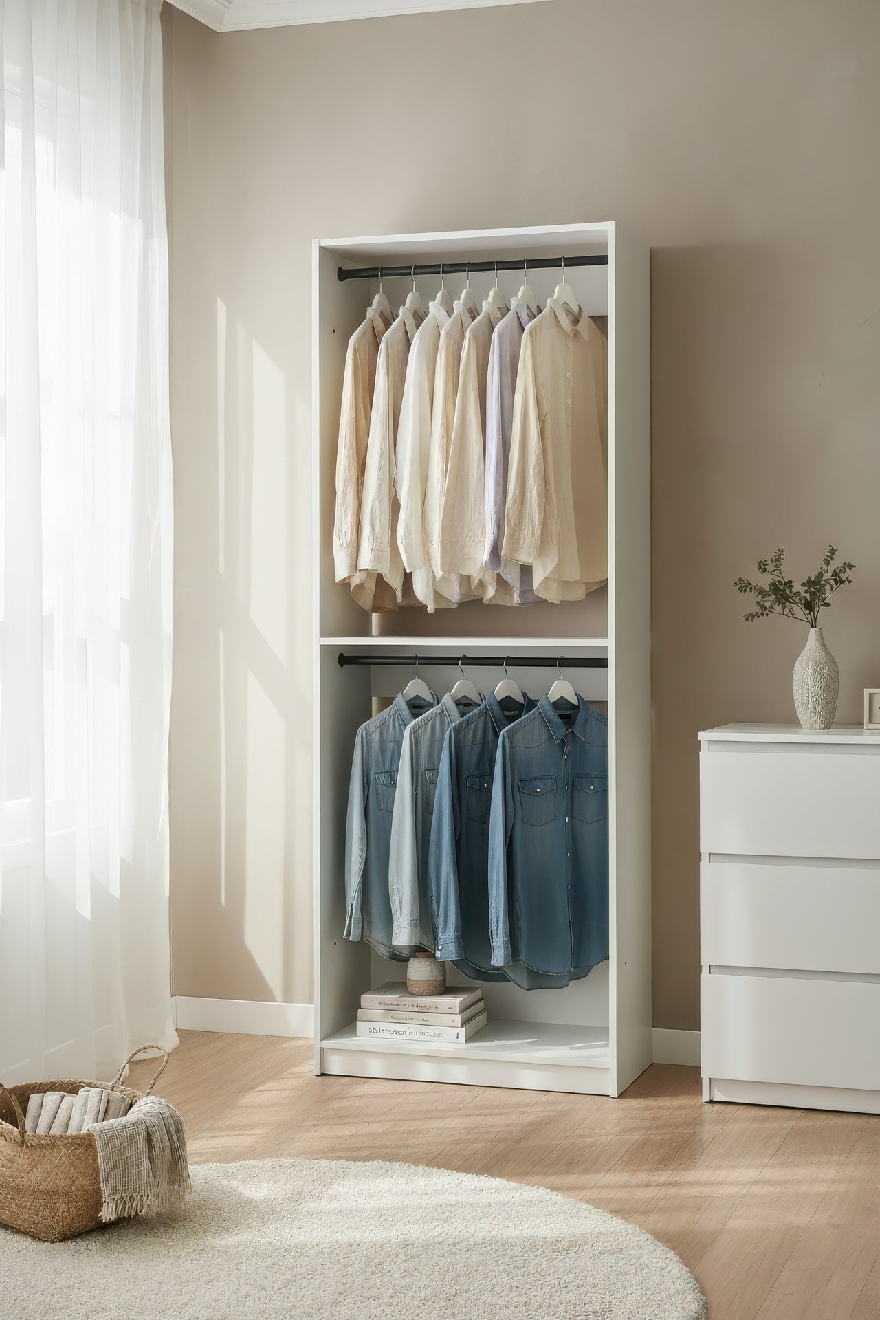 Prosper 32 inch White Wood Walk-in Closet with Two Rods