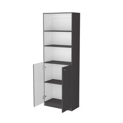 Sutton 2-Door Bookcase, Storage with Multi-Level Shelves and Double Door Design