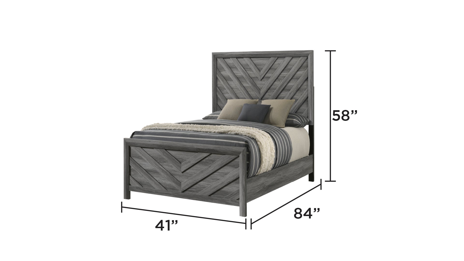 Denver Modern Style Twin Bed Made with Wood in Gray(NJ INVENTORY)