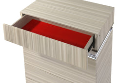 Leonor Modern Style 5 Drawer Chest made with wood and LED in Gray with clean linear detailing