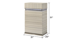 Leonor Modern Style 5 Drawer Chest made with wood and LED in Gray with clean linear detailing