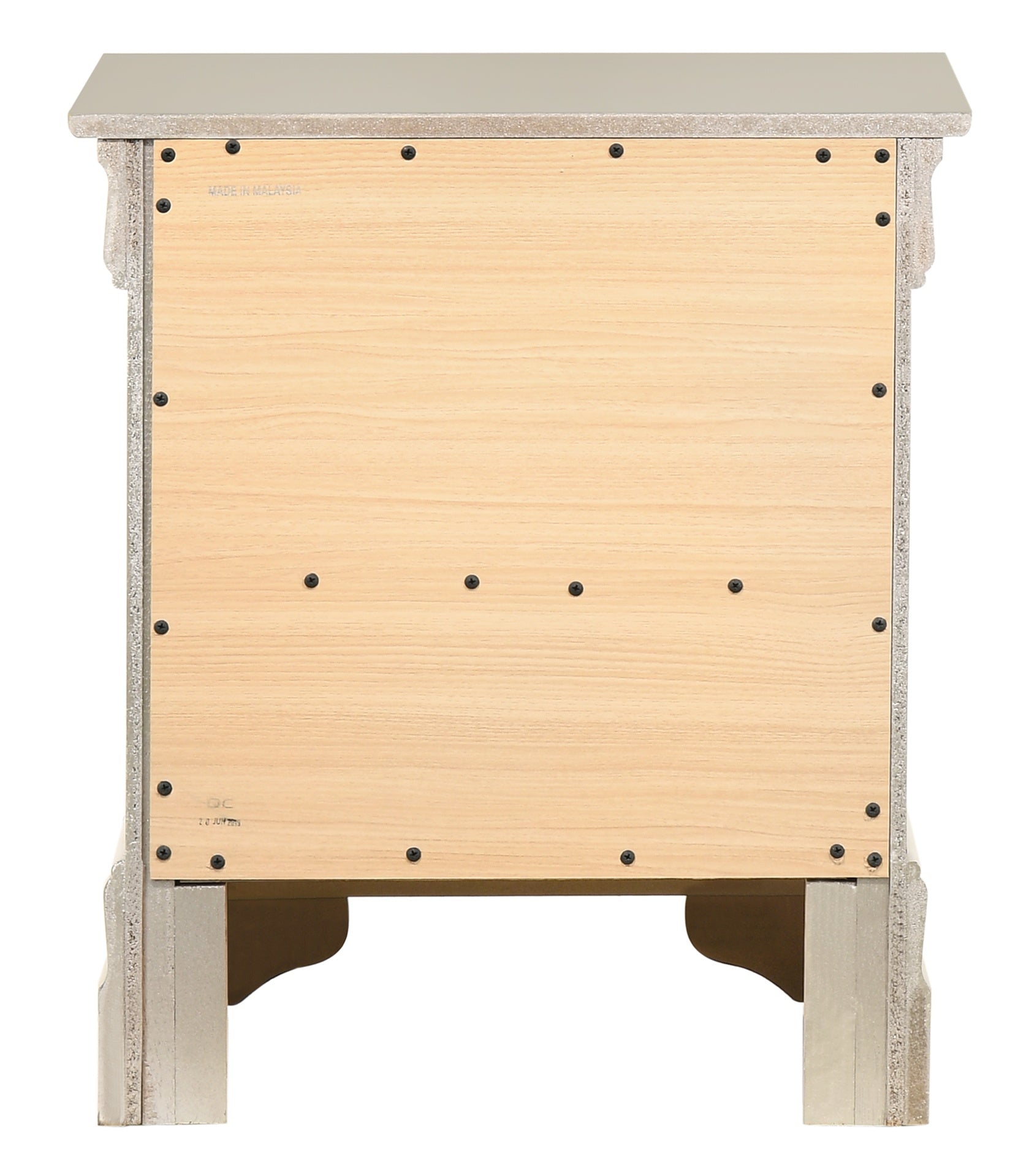 Elegant Traditional Nightstand In Silver Champagne