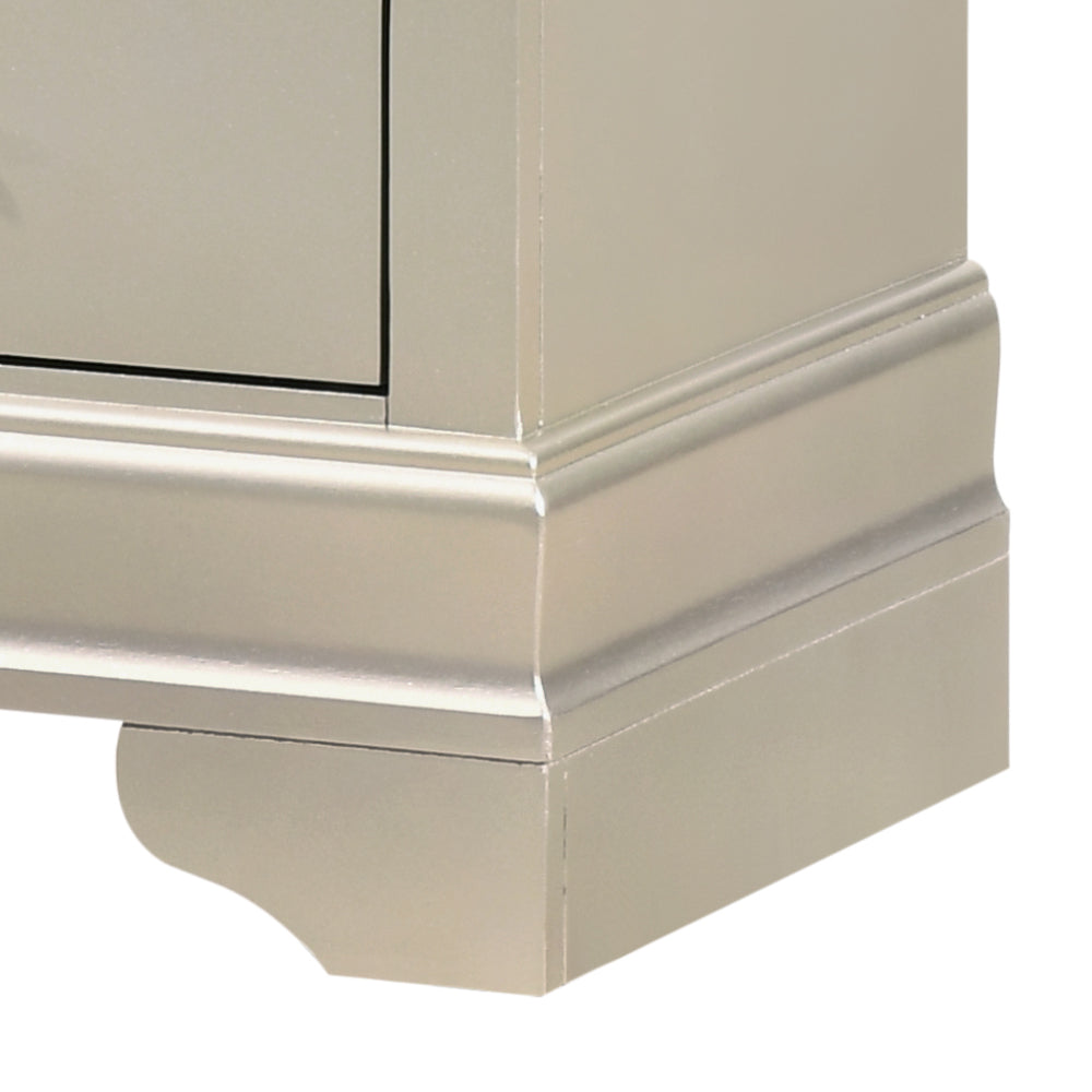 Elegant Traditional Nightstand In Silver Champagne