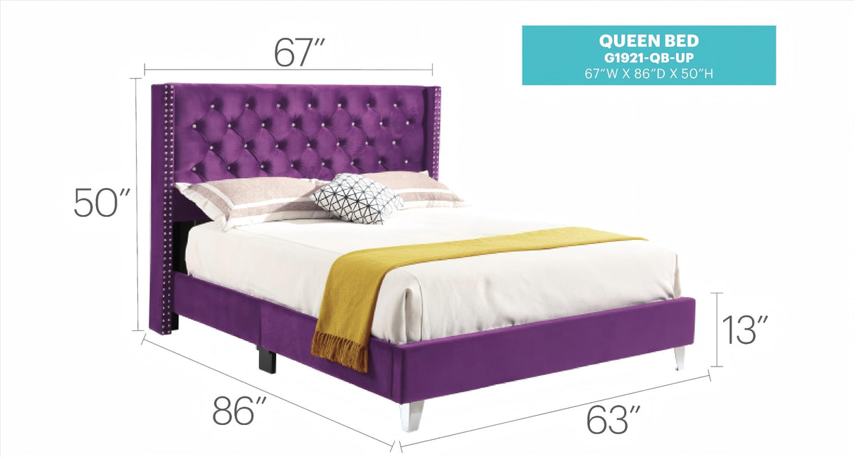 Tranquil Purple Queen Bed With Storage