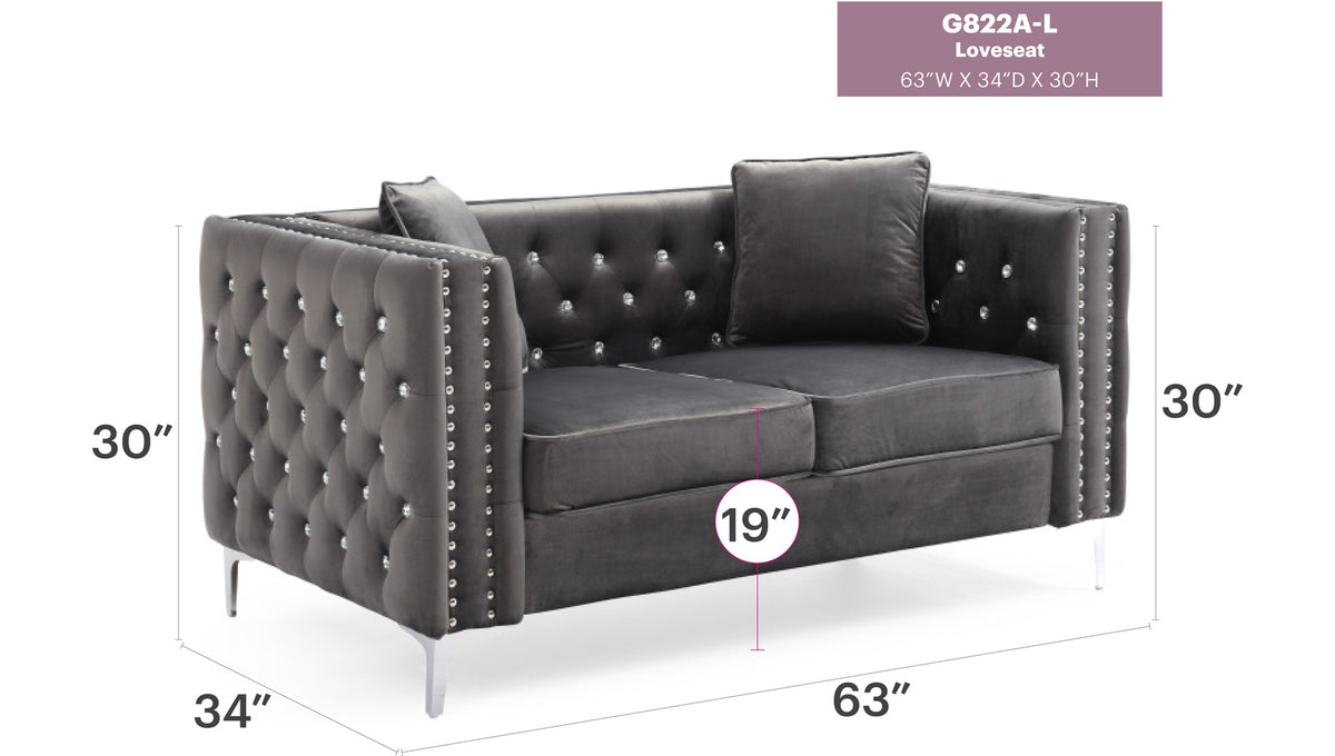 Stylish Gray Contemporary Loveseat