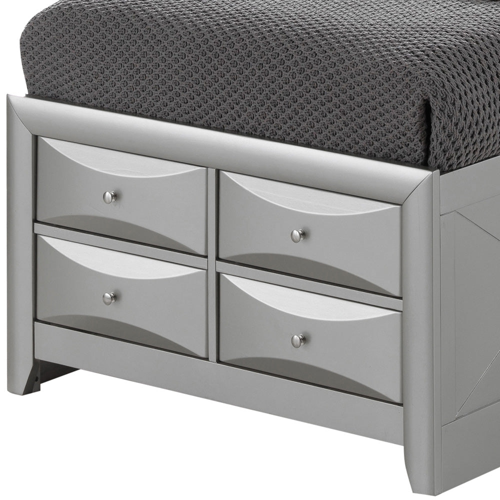 Stylish Twin Storage Bed In Silver Champagne