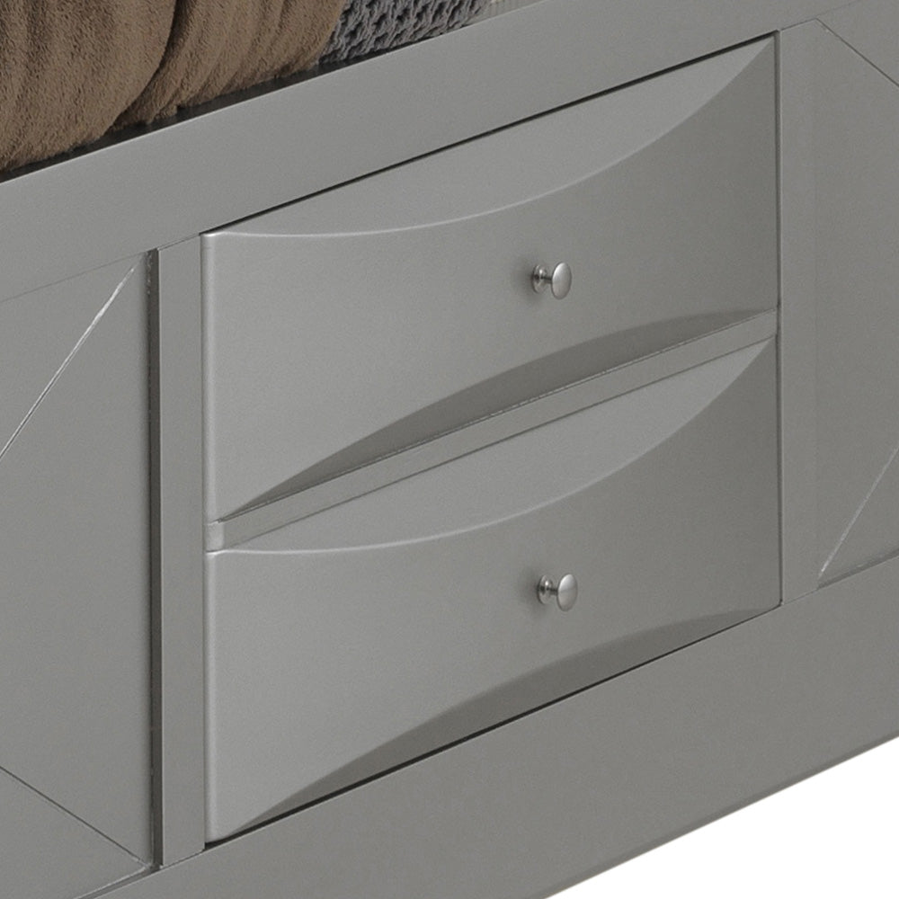 Stylish Twin Storage Bed In Silver Champagne
