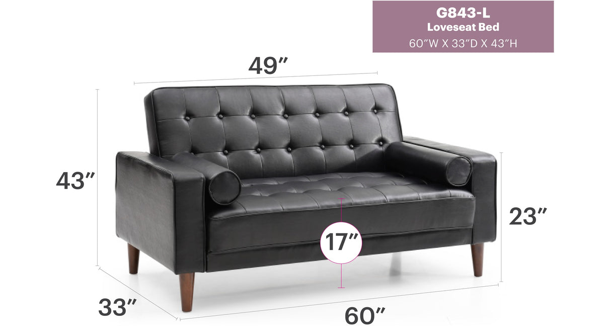 Elegant Black Loveseat With Versatile Bed Feature