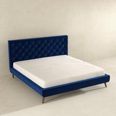 Dillon Blue Velvet Platform Bed (King Size)