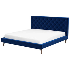 Dillon Blue Velvet Platform Bed (King Size)