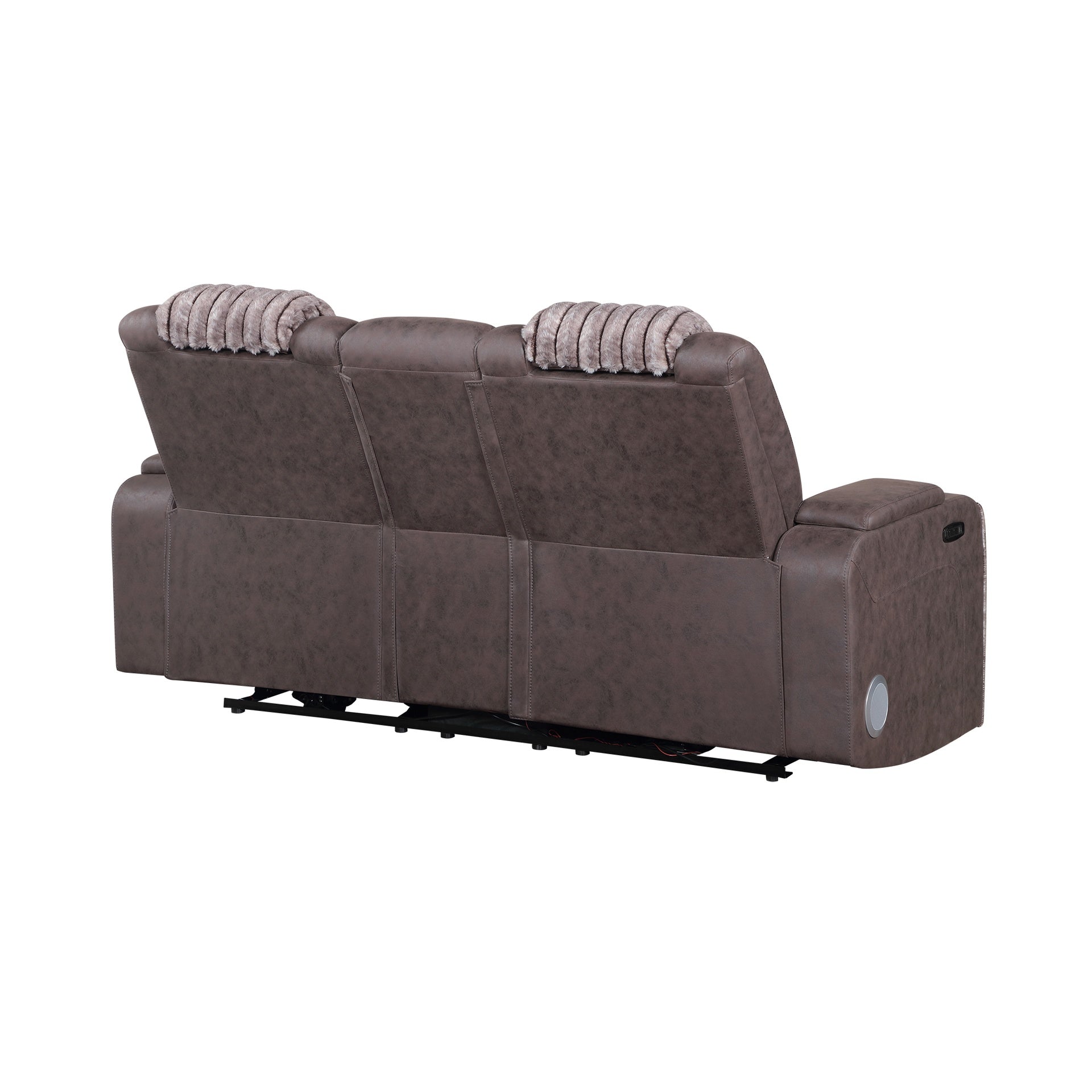 Duran Brown Power Reclining loveseat with Power Headrest, LED and Bluetooth Speaker