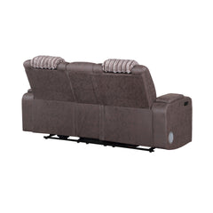 Duran Brown Power Reclining loveseat with Power Headrest, LED and Bluetooth Speaker