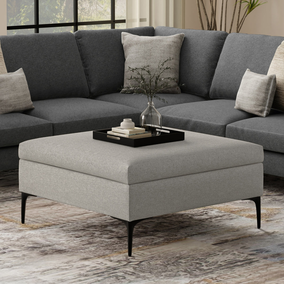 Rebecca Coffee Table Storage Ottoman with Lift Up Lid