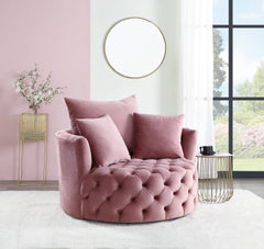 Zunyas Pink Velvet Accent Chair W/Swivel