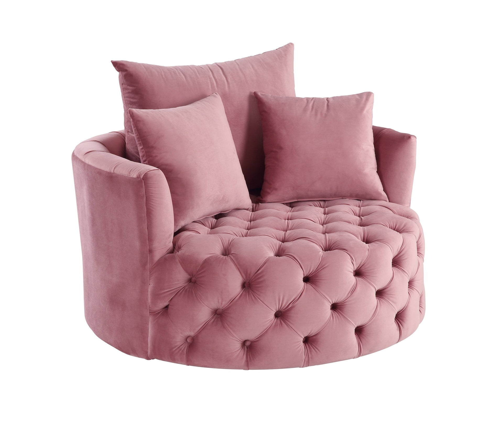 Zunyas Pink Velvet Accent Chair W/Swivel