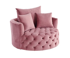 Zunyas Pink Velvet Accent Chair W/Swivel